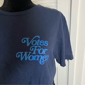 Votes for Women Women's Navy Blue Graphic Crop Top Tee Shirt Size Medium